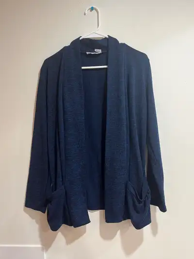 Carol rose blue knit marled cardigan with pockets sz L, View more
