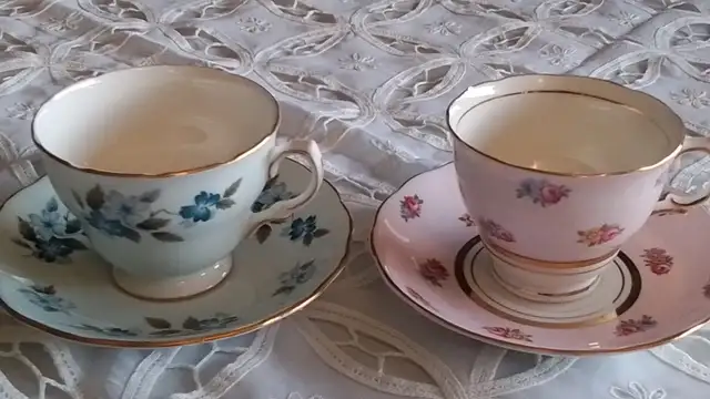 FINE BONE CHINA CUP SAUCERS - BLUE / PINK - COLCLOUGH  $15 EACH63804732315009120