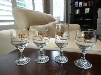 Set of 4 Vintage Collectible Petro Canada Stemmed Glassware, View more