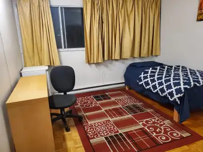 A spacious, fully furnished private bedroom is available for rent in a shared apartment near Eglinto...