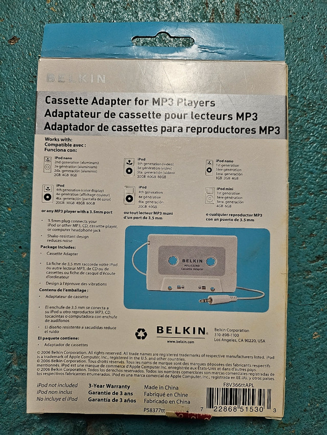 Cassette to MP3 Phone Adapter in iPod & MP3 Accessories in Guelph