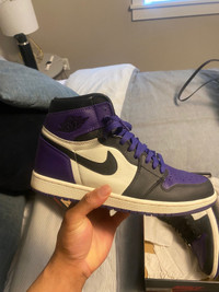 Jordan 1 black toe court purple 