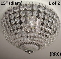 Light Fixture - Flush Mount Crystal Half Ball, 15 Inches, Pair