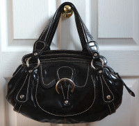 $350 Francesco Biasia black patent-leather handbag