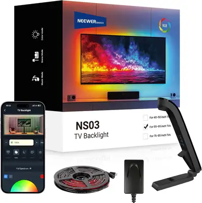 NEEWER TV Backlight 55"-65" - Zero Delay Color Sync + Music BNIB, View more