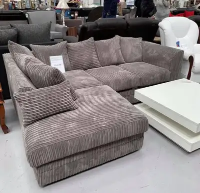 Grey Corduroy Corner Sofa, View more