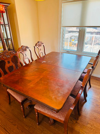 Solid wood dining table with 7 chairs set