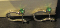 YL Sterling/White Gold Emerald Earrings,  NIB