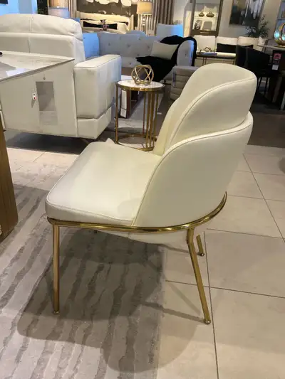 rh style leather dining chairs with brass frame , View more