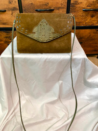 Vintage Suede & Snakeskin Convertible Clutch/Shoulder Bag