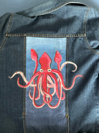 Custom-Painted Kraken Jean Jacket