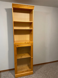 Tall solid pine bookcase with glass front door