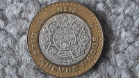 1993 Mexican 10 Pesos Silver Center Bimetallic Coin