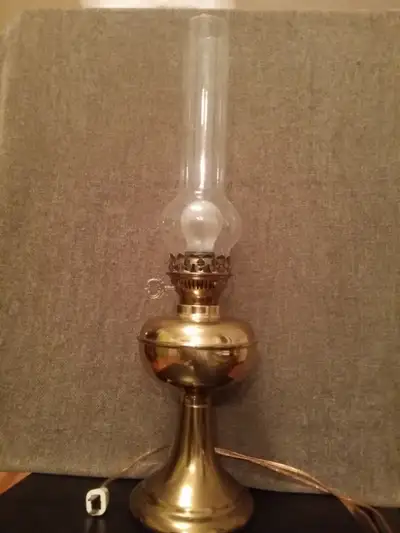 Vintage Brass Oil Style Electric Table Lamp - 22.5 inches height, View more