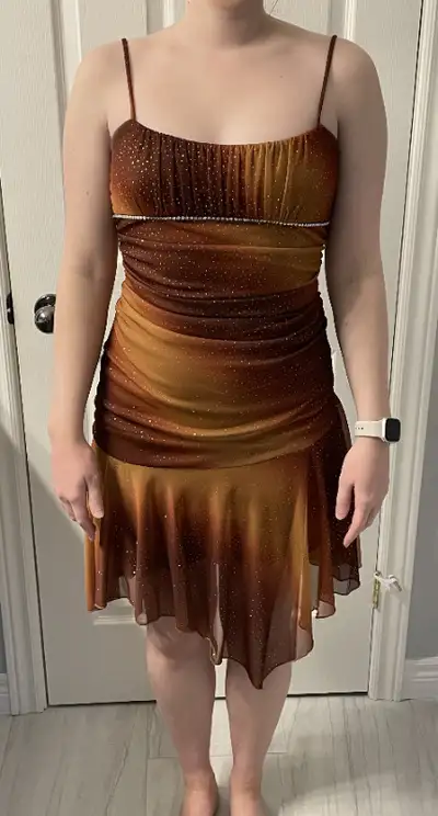 Beautiful Grad/Prom/special occasion dress in size 8. Multi colour, brown and gold tones. In great c...