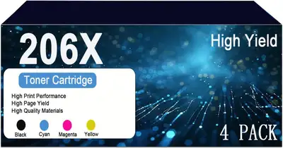 NEUF: 4  toner couleur haut rendement 206X 206A HP Laserjet Pro, View more