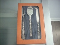 NEW VINTAGE SILEA 3 PIECE BOXED CHEESE TOOLS SET SILVER PLATE