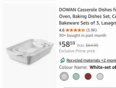  new- DOWAN Casserole Dishes for Oven, Baking Dishes Set, Cerami, View more