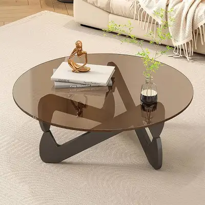 Round Tempered Glass Coffee Table,Modern Coffee Table with Tempe, View more