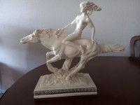 V. SANTINI SCULPTURE - NAKED LADY ON A HORSE
