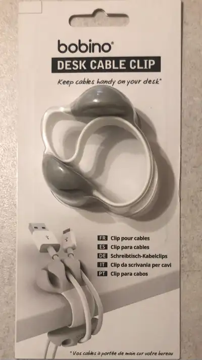 Bobino Cable Clip - use on desks, night stands, countertops, etc, View more