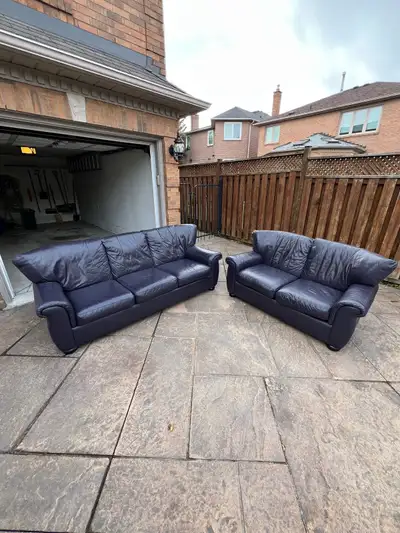 Plum Leather Couch Set DELIVERY AVAILABLE, View more