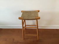 Wooden Stool with string weave seat
