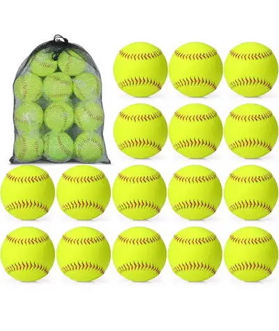 Lewtemi 18 Pack Yellow Sports Practice Softballs Official Size a, View more