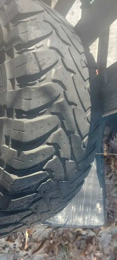 Set of 4 35inch sh!t tires on rims(5x114.3) but all still hold air. 40 for them.