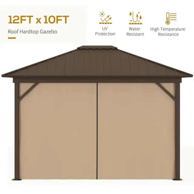 10' x 12' Outdoor Hardtop Gazebo Metal Roof Patio Gazebo  in Patio & Garden Furniture in Markham / York Region - Image 5