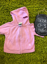 Girls pink zip up Sweater by Sesame Street - EUC 0-3 mths