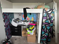 Loft bed, wardrobe and desk 