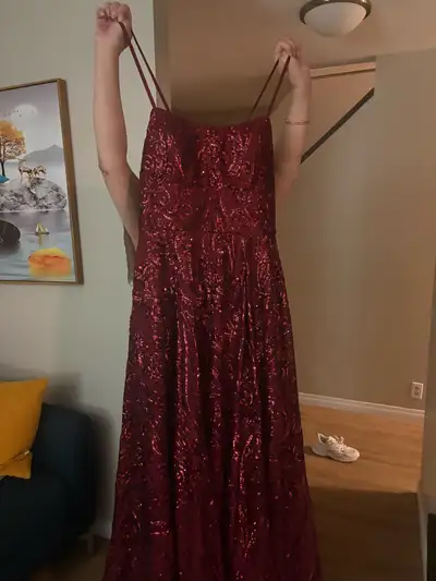 Wine Red Sequin Formal/Prom Gown, Size 16, View more