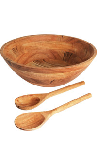 Luxe Designs Wooden Salad Bowl Set - Food Safe & Sustainable Dec