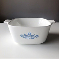 Vintage White Corning Ware Casserole Dish and Handle (no lids)