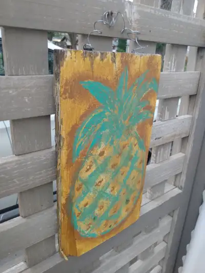 Pineapple wood art/ outdoor decor, View more