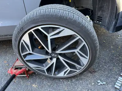 These are the stock 20" low profile wheels and tires from the top end Hyundai Ioniq 6. They were new...