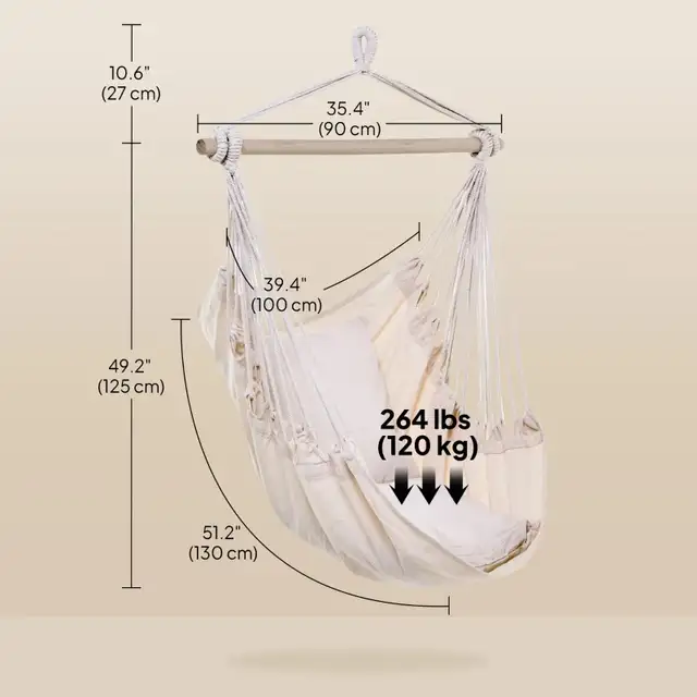 Hammock Chair Swing Hanging Macrame Chair Cotton w/ Two Soft in Chairs & Recliners in Markham / York Region - Image 4