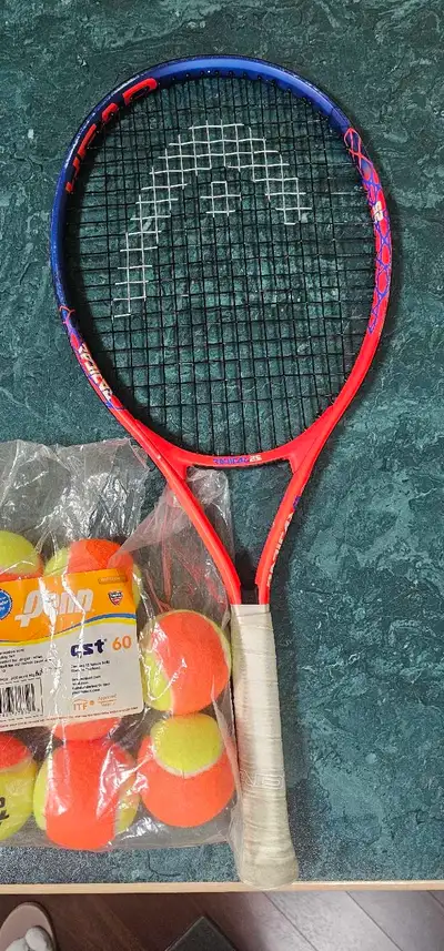 head radical 25 tennis racket and Penn qst 60 tennis balls, View more