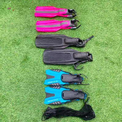 Scuba Fins Diving Swim Fins Set Snorkel Gear 3 Pairs, View more