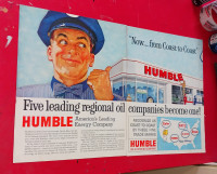 CLASSIC 1960 HUMBLE GAS SERVICE STATION ORIGINAL 14X22 PRINT AD