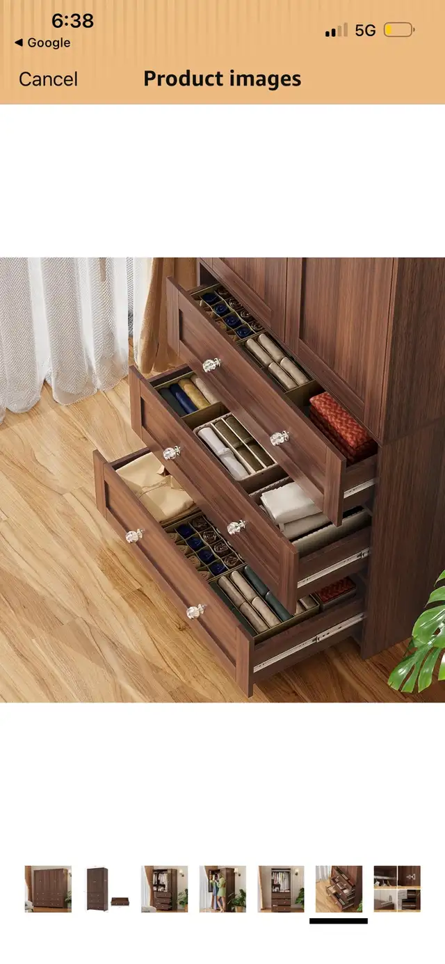 New Wooden Wardrobe Armoire with 3 Drawers in Dressers & Wardrobes in Mississauga / Peel Region - Image 6