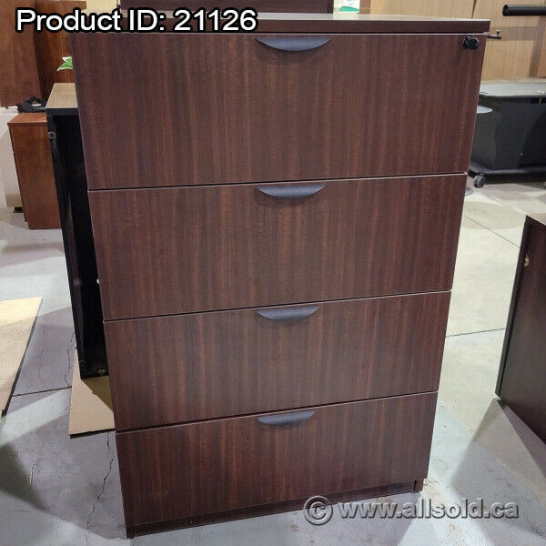 Mahogany 4 Drawer Lateral File Cabinet, Locking in Storage & Organization in Calgary