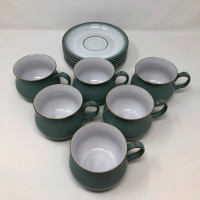 Denby Regency Green Cup and Saucers Set of 6