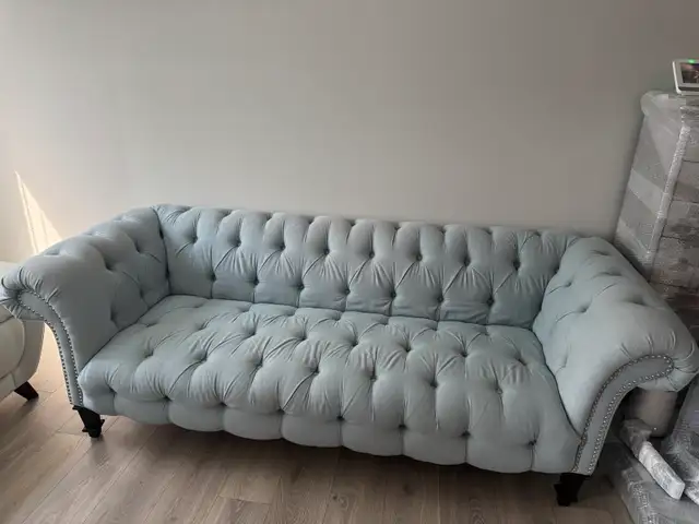Light Blue Chesterfield Tufted Sofa