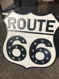 LARGE ROUTE 66 with REFLECTORS EMBOSSED DECOR SIGN