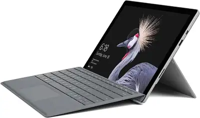 The Microsoft Surface Pro (5th Gen), with Keyboard, View more