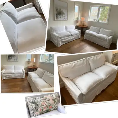 ⭐️Super comfy beautiful 100% DOWN FILLED loveseat couches , View more