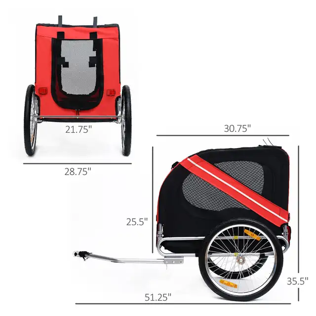 Aosom Dog Bike Trailer Pet Cart Bicycle Cargo Carrier Attachment in Road in Markham / York Region - Image 4