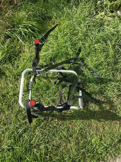 Bike rack for the back of a hatchback or car trunk. Will trade for a hitch-mounted one.